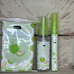 B.Pure Green Apple Hand Sanitizer Bundle - Wipes, Spray & Pen Trio - New!
